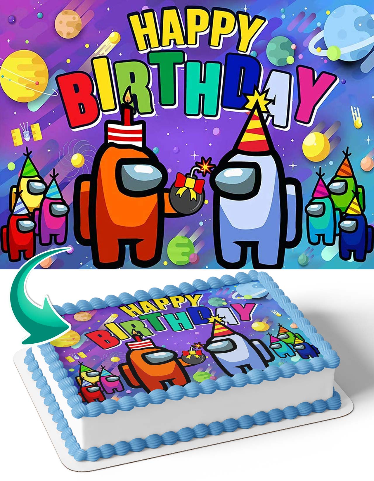 Among Us Birthday Party Edible Cake Toppers – Ediblecakeimage